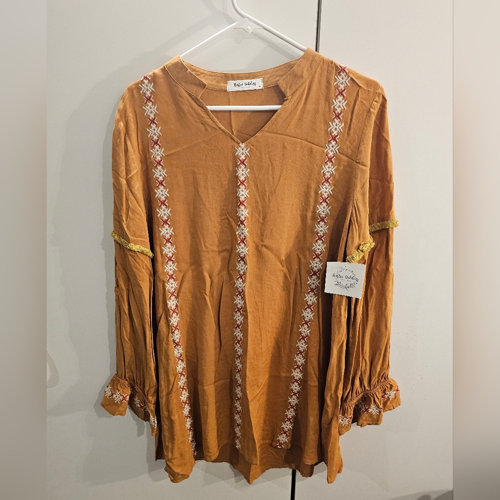 Ruffle Goddess Womans Medium Yellow Long Sleeve Top